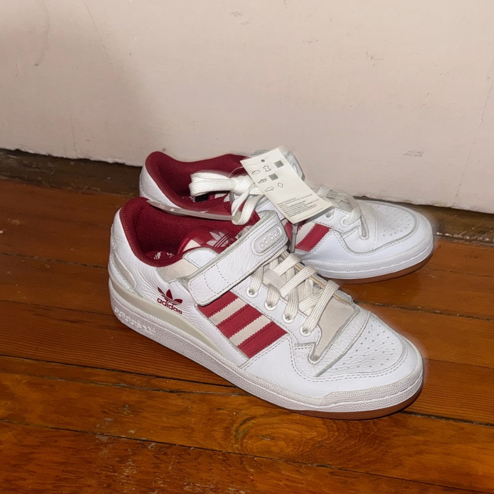 Adidas White and Burgundy Sneakers